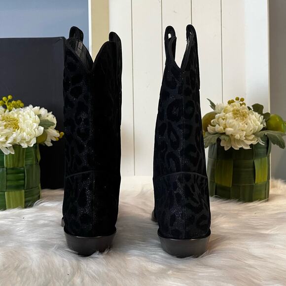 NEW Dolce & Gabbana Midi Cowboy Gaucho Leopard Short Western B… Black Metalli… - Picture 12 of 15